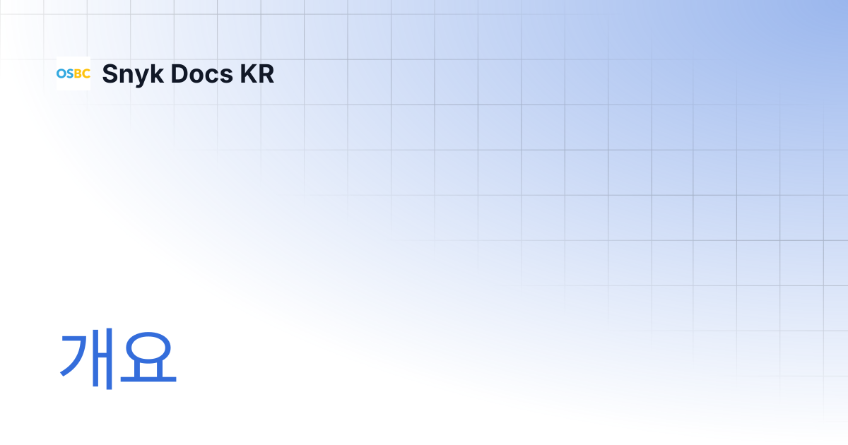개요 | Snyk Docs KR